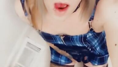 Cute Trans Likes to Finger Herself - 8 image