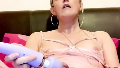 Vibrator cock teasing in all pink outfit! - 10 image