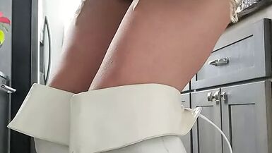 CD Satin Corset leather Boots Cum - 1 image