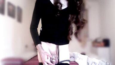 Sissy Francesca anal play in chastity - 12 image