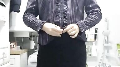 patty crossdresser pink lingerie and riping pantyhose