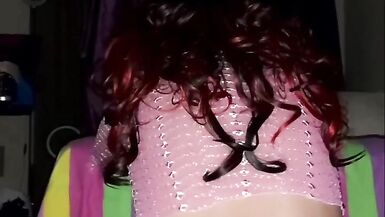 Playing in shorts and fishnet pantyhose - 15 image