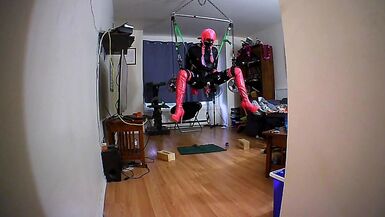 sissy's self bondage suspension - 1 image