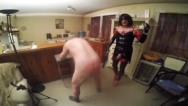 old slave whipped by latex shemale - 2 image