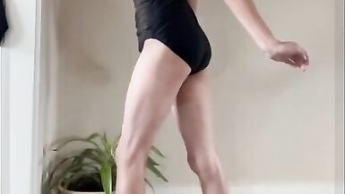 Sexy tranny massaging her dick - 10 image