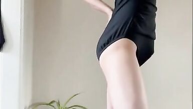 Sexy tranny massaging her dick - 4 image