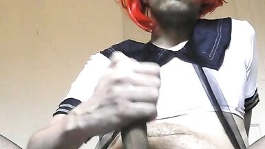 EDGEWORTH JOHNSTONE Femboy Schoolgirl Cumshot Jerking Off CAMERA 2 - 7 image