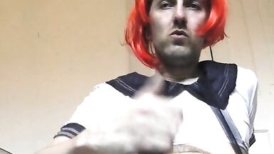 EDGEWORTH JOHNSTONE Femboy Schoolgirl Cumshot Jerking Off CAMERA 2 - 8 image