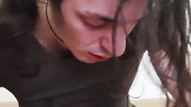 Theresa Cums riding her favourite vibrating big black dildo - 9 image