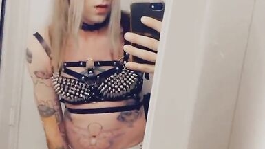 Gorgeous Shemale Fingering Herself in Chastity - 8 image