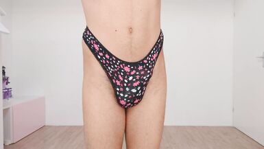 Black Thong Sissy try out - 5 image