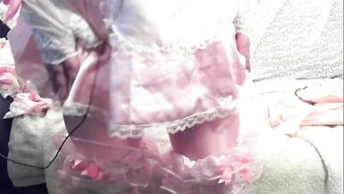 Pink Sissy Satin Slut Maid Listening To Sissy Audio Encouragement Like A Good Girl - 3 image