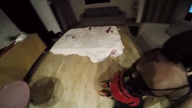 Mature latex shemale is a toy for two men - 7 image