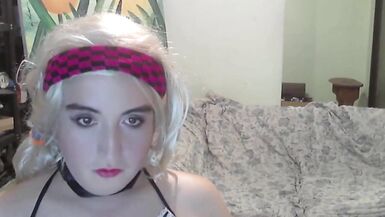 Ruby Stars cute girl, a little bit naughty but heavenly. Shy blonde teen girl first time on webcam kissing a pink dildo. - 12 image