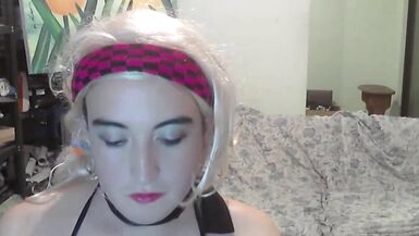 Ruby Stars cute girl, a little bit naughty but heavenly. Shy blonde teen girl first time on webcam kissing a pink dildo. - 4 image