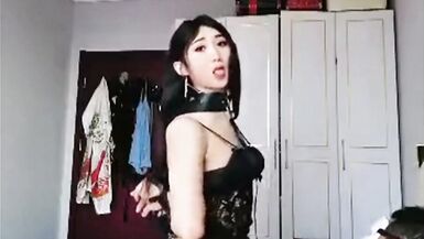 Homemade Asian bonded ts slut with his dominator suck fuck till cum - 5 image