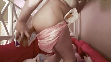 SashaRox self disciplines in diapers with dildo - 7 image