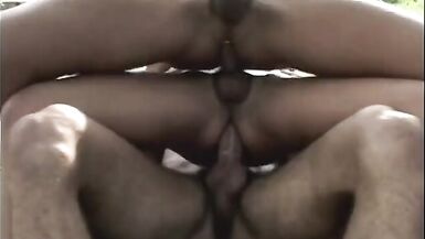 Blonde shemale getting her ass fucked hard outdoors by horny stud - 14 image