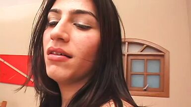 Sexy transexual whore loves to get fucked and suck off two big dick guys - 1 image