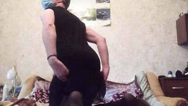 Sissy crossdresser fucks tight ass with huge BBC. Cum with no hand - 4 image