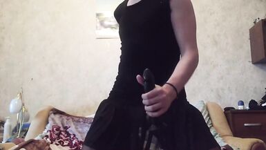 Sissy crossdresser fucks tight ass with huge BBC. Cum with no hand - 8 image