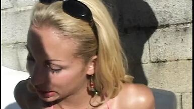 Two gay dudes and a tranny outdoors fucking each others ass holes - 1 image