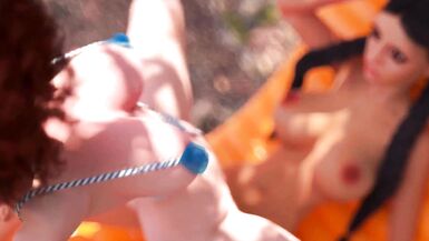 3D Futa - Shemale fucks RedHead MILF Lesbian, Best Animation Sex in Garden with Dickgirl - 8 image