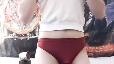 Gagged school girl panty try on