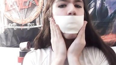 Gagged school girl panty try on - 3 image