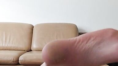 Thinn transgirl Theresa Si shows off her feet while she is training in panties to get big tights and ass POV - 12 image