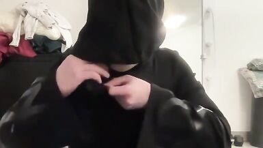 Flared wide leg palazzo jeans sissy in black body jacket masturbating and waiting for a mistress to suck cocks and BDSM - 11 image