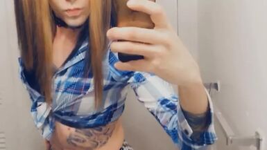 Gorgeous TGirl Strips Sucks and Masturbates - 1 image