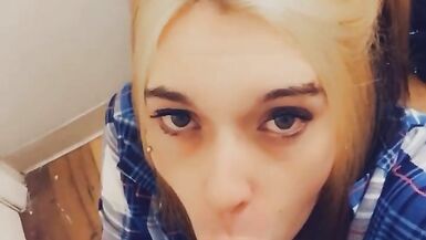 Gorgeous TGirl Strips Sucks and Masturbates - 12 image