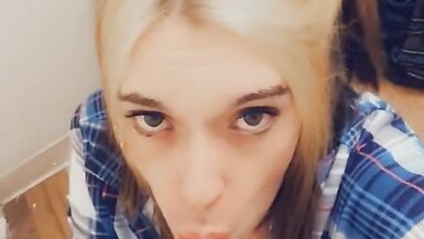 Gorgeous TGirl Strips Sucks and Masturbates