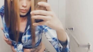 Gorgeous TGirl Strips Sucks and Masturbates - 2 image