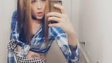 Gorgeous TGirl Strips Sucks and Masturbates - 6 image