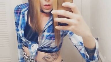 Gorgeous TGirl Strips Sucks and Masturbates - 9 image