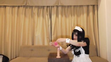 The transvestite did anal masturbation in maid clothes. - 4 image