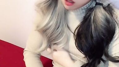 Cute femboy does masturbation with a tight knit - 10 image