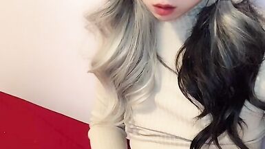 Cute femboy does masturbation with a tight knit - 12 image