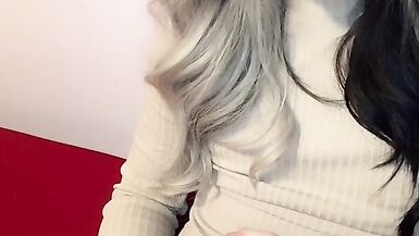 Cute femboy does masturbation with a tight knit - 15 image