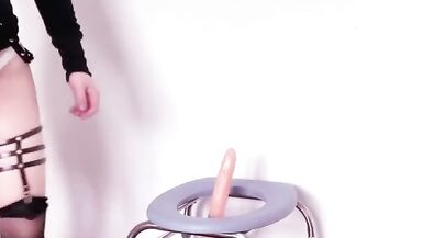 Sissy Cat putting on a show with dildo machine - 2 image