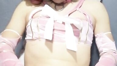 Sissy Hope pink cosplay exposing her hole and playing with vibrator horny, slut and humiliated - 2 image