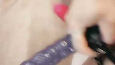 Trans kitten fucks himself with a strap on and orgasms - 13 image