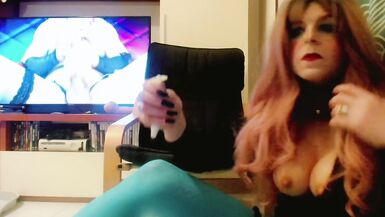 Sissy Drink Her Own Milk From Condom in Livecam - 14 image