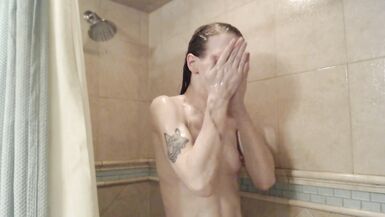 Sexy delectable Tgirl JadeIsRad showers & shaves her cock smooth - 12 image