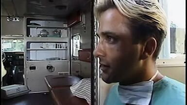 Ambulance ride turns into asian tranny cum delivery - 1 image