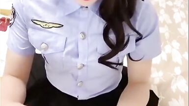 Asian Crossdresser dildo insertions waring a skirt ans cumming on her belly