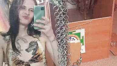 Beautiful shemale with a big dick jerking - 14 image