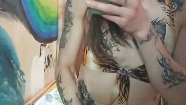 Beautiful shemale with a big dick jerking - 7 image